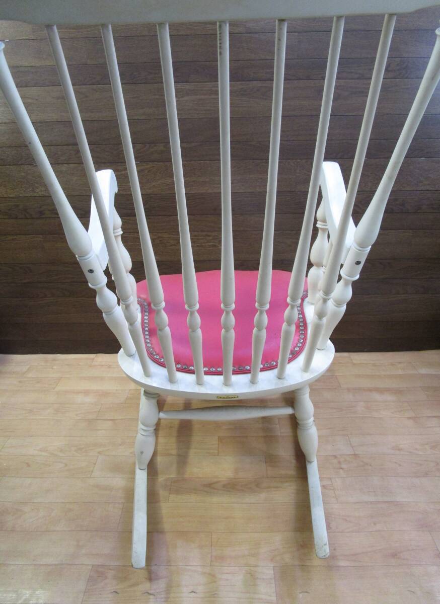 ○ TAIHEI 太平 ロッキングチェア 木製 椅子 揺り椅子 白 ホワイト ○K05-0503_画像4