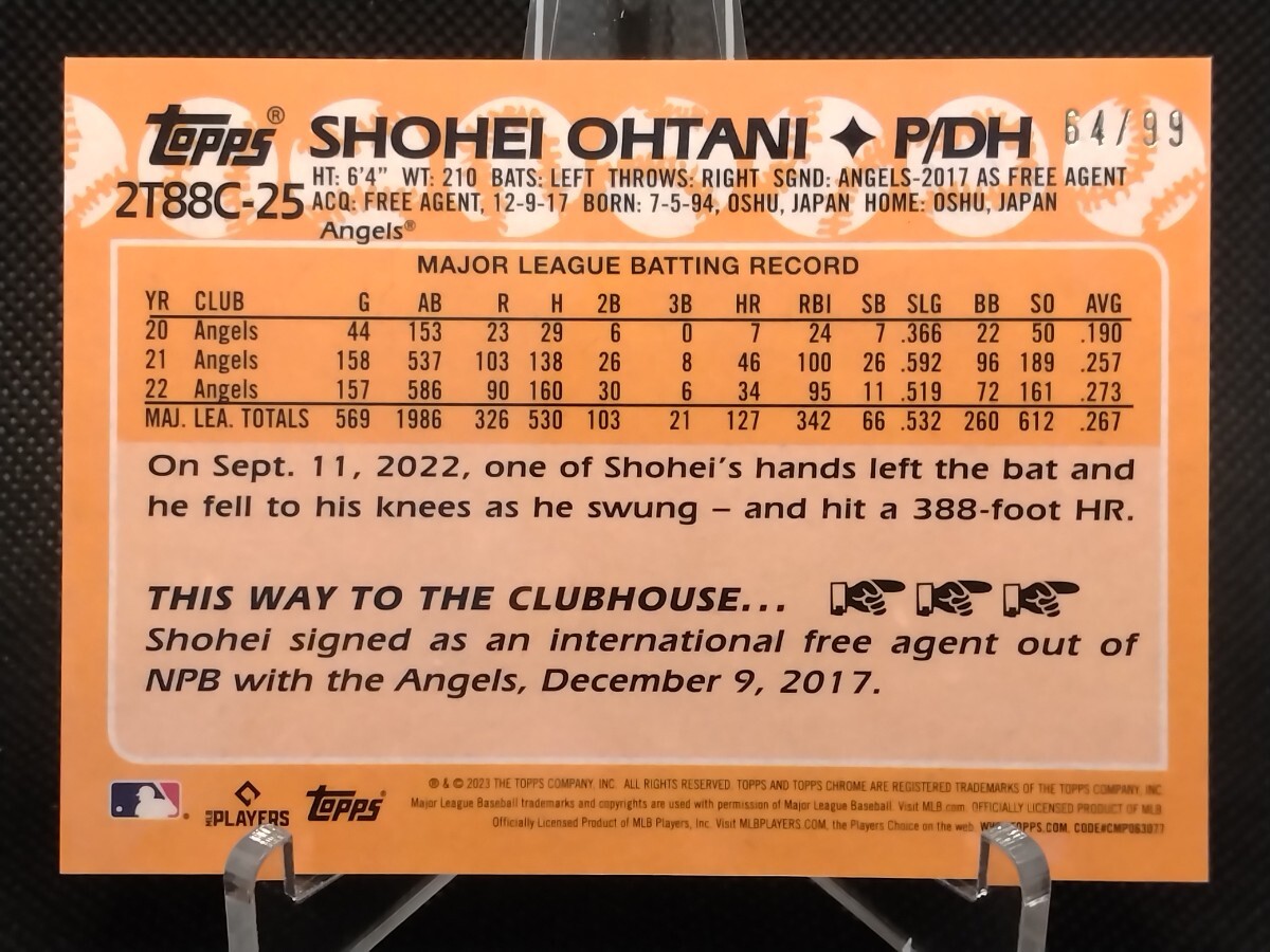 大谷翔平 99枚限定 グリーン 【2023 TOPPS CHROME SILVER PACK SERIES 2 SHOHEI OHTANI 2T88C-25 GREEN MOJO REFRACTOR】 _画像2