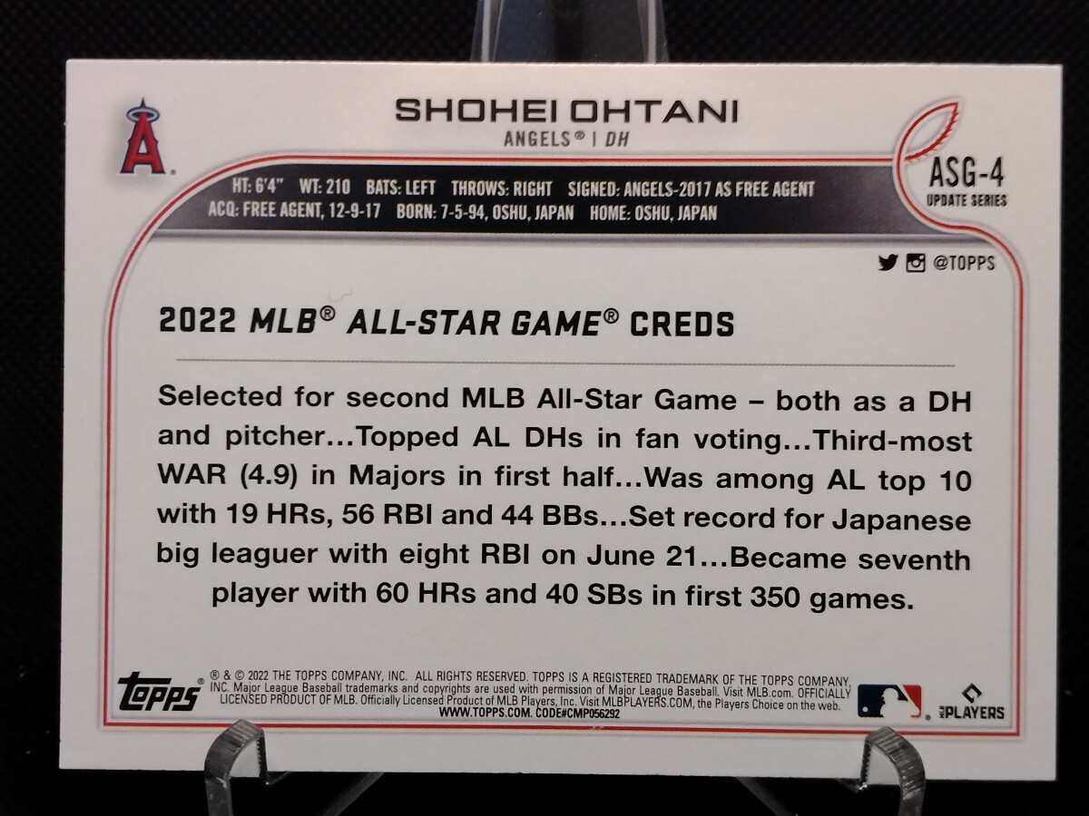 大谷翔平 '22オールスター 2枚セット 【2022 TOPPS UPDATE SERIES ALL-STAR GAME SHOHEI OHTANI ASG-4 & ASG-16】 エンジェルス ドジャース_画像3