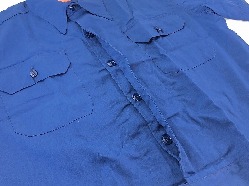 [ the US armed forces discharge goods ] unused goods short sleeves shirt L size 20 sheets jacket men's blue / blue (120)*CE14C