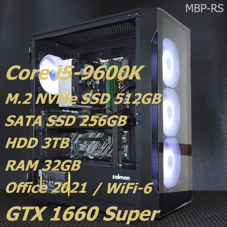 【ゲーミングPC】【Core i5-9600K+GeForce1660Super】 【M.2 SSD 512GB+SSD256GB+HDD 3TB】 【メモリー32GB】 【Win11】【Office2021】_画像1