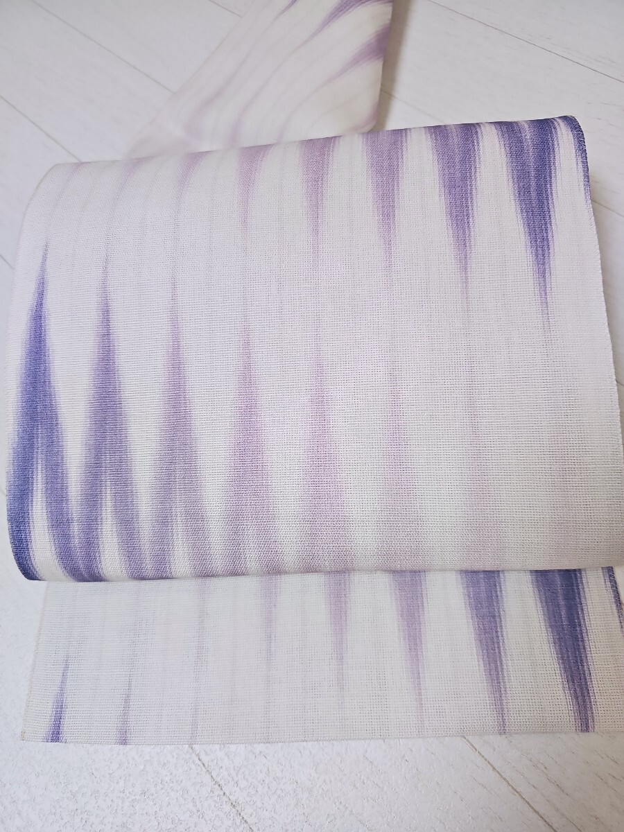 su..#106[ single ., summer ] new goods unused flax .. size Nagoya obi all through Nagoya tailoring white, purple series 
