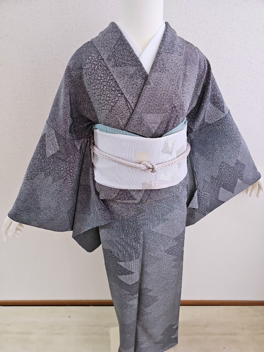 su..#711[ single .] silk type dyeing Edo fine pattern sleeve length 69cm. black series 
