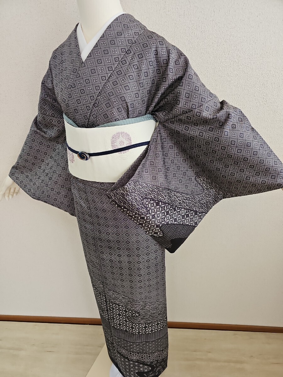 su..#195[ single .] silk 10 day block [ pine smoke . tradition industrial arts . Shirakawa . Hara ] pongee attaching lowering sleeve length 68.5cm gray series 