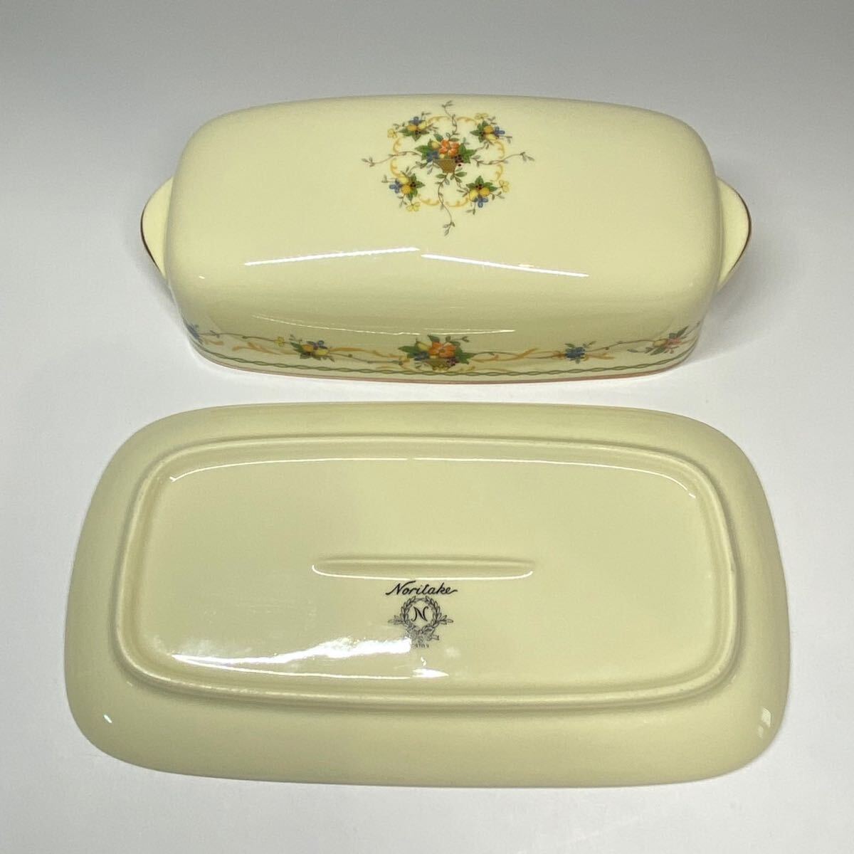 希少シリーズ ノリタケ noritake ノルマンディー normandy バターケース 花柄 フルーツ 花籠 金彩 食器 洋食器_画像6