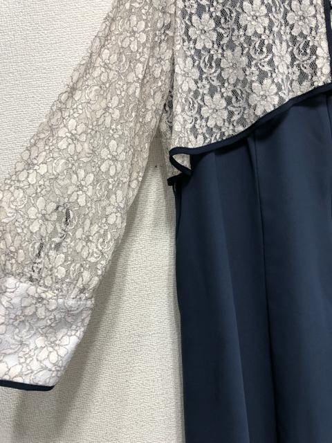 新品☆LL紺系♪ボレロ風ドッキング前開きワンピース♪結婚式・パーティ☆a464_画像7