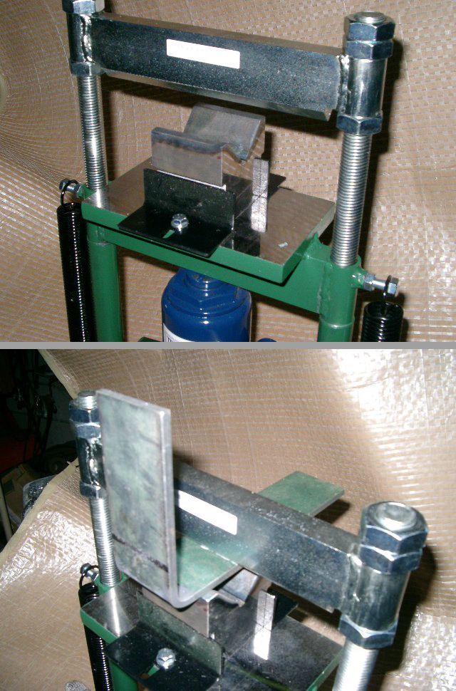 持ち運び可能、卓上型油圧式折り曲げ機、5㎜厚鉄板曲げ可能（最大6ｔ×100㎜幅の鉄板の曲げが可能）油圧式プレートベンダー10ton_6×50フラットバー用メス型使用