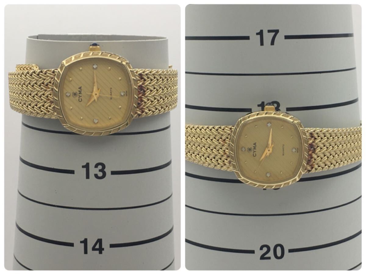 (R326) [ operation ] Cima 616 4P stone attaching SS quartz lady's wristwatch CYMA Gold color 