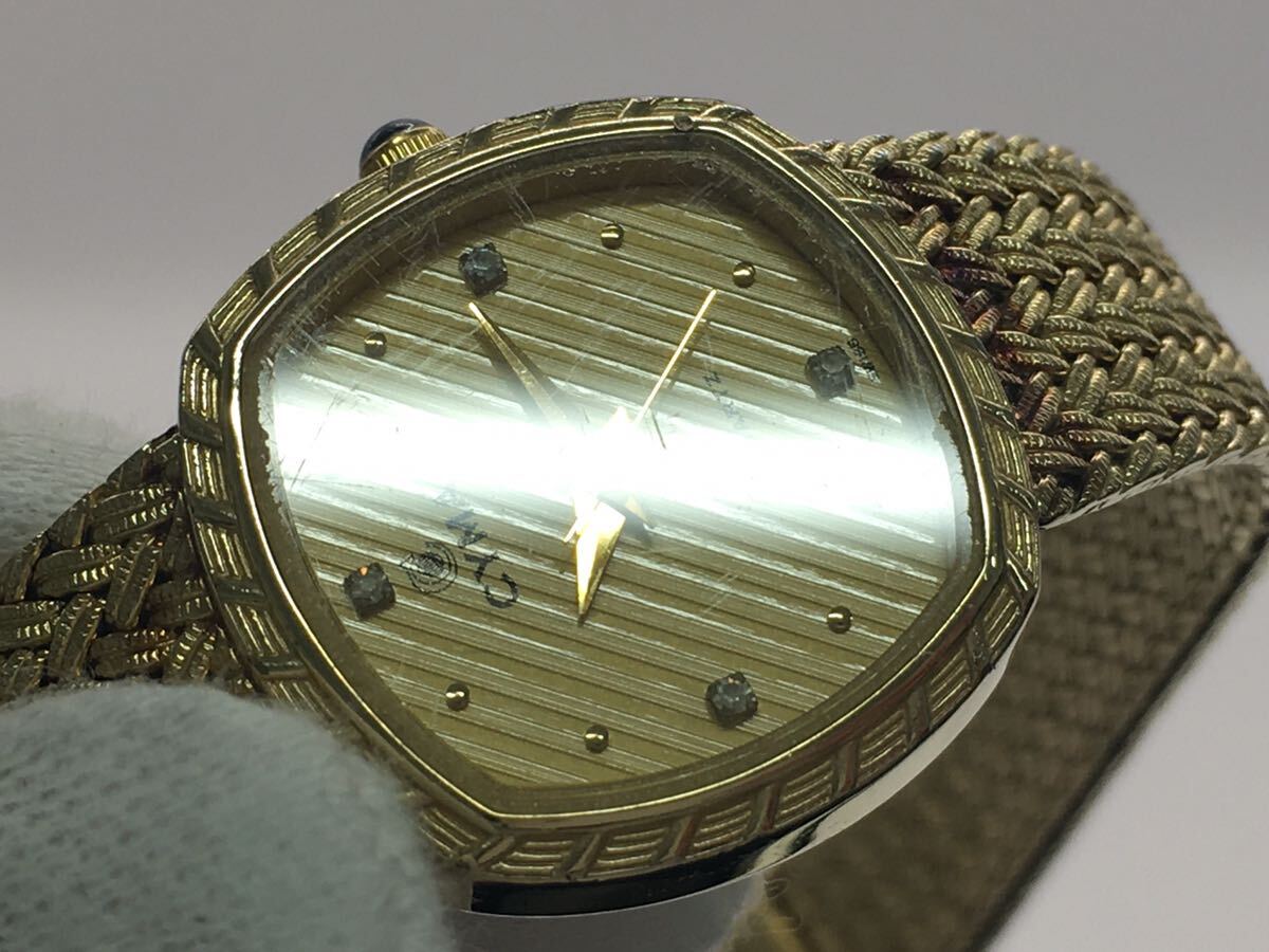(R326) [ operation ] Cima 616 4P stone attaching SS quartz lady's wristwatch CYMA Gold color 