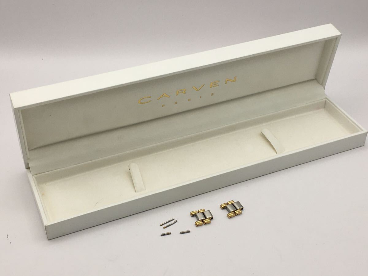 (R329) 【稼動】 CARVEN 28-119TG SS クォーツ レディース腕時計 コンビカラー ブラック文字盤 ローマン スクエア カルヴェン メンズ_画像10