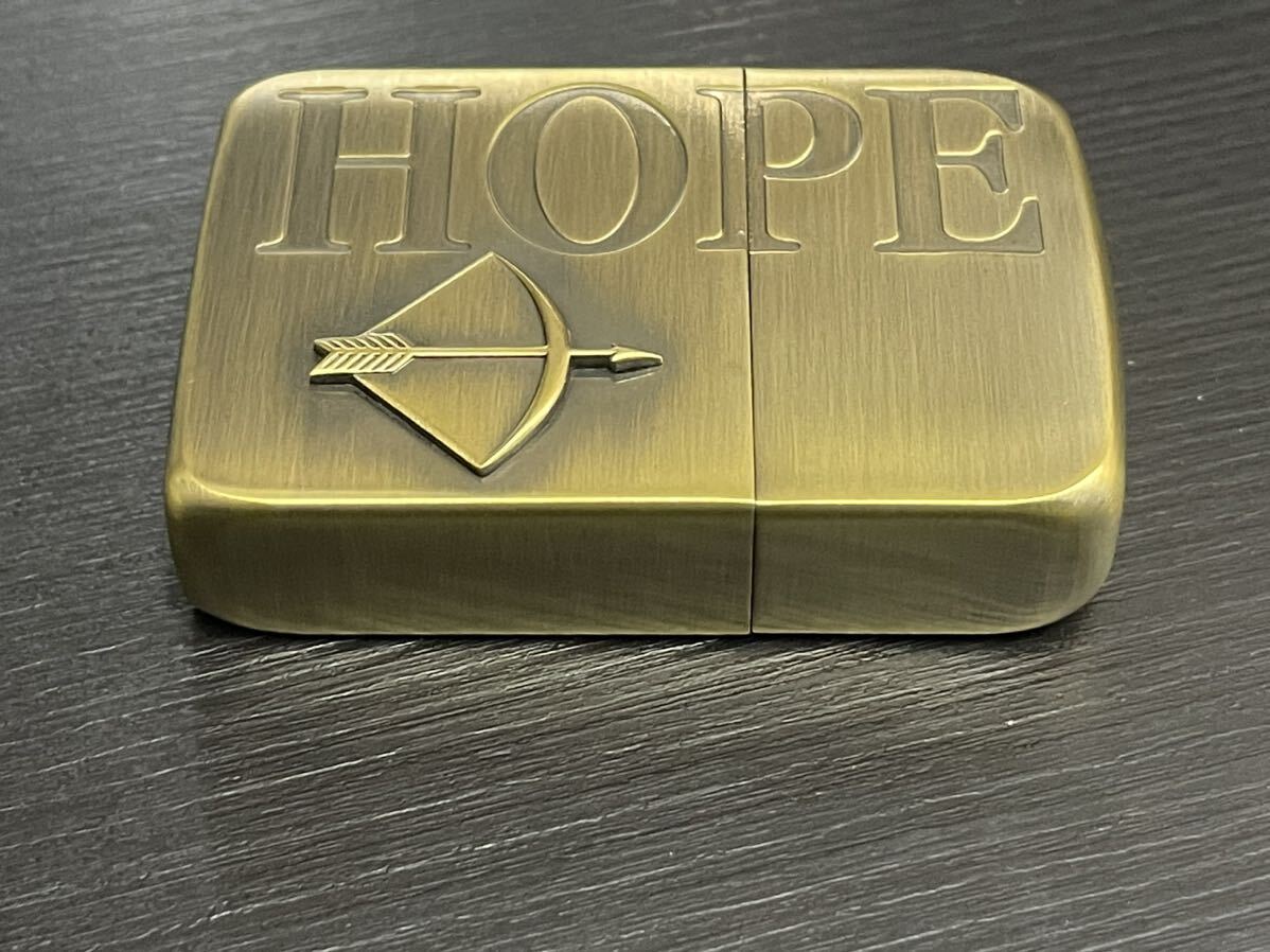 ■【未使用品】ZIPPO HOPE ホープ ゴールド ジッポ ジッポー 金 オイルライター HP刻印 USA 喫煙具 箱付き_画像4