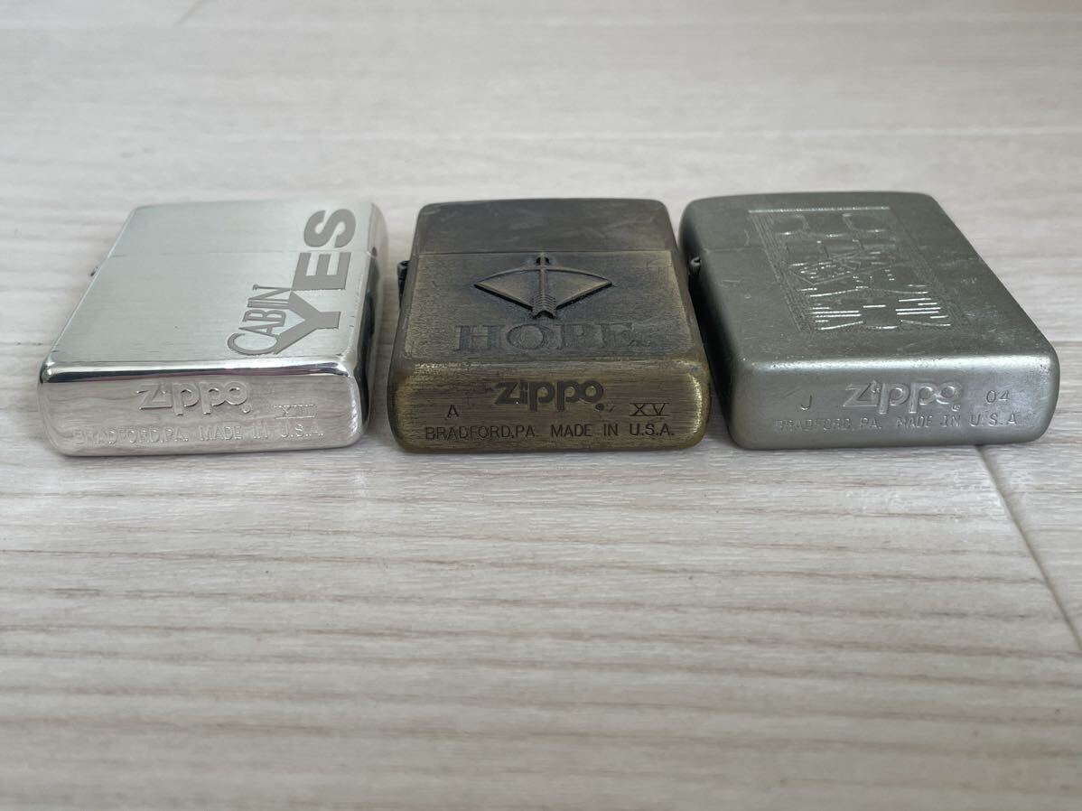 ■ZIPPO オイルライター 喫煙グッズ ジッポ ライター おまとめ3点 HOPE/CABIN YES ※着火未確認・現状お渡し_画像2