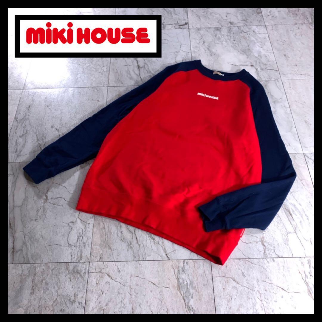 レトロ古着 miki house ミキハウス ラグラン スウェット トレーナー_画像1