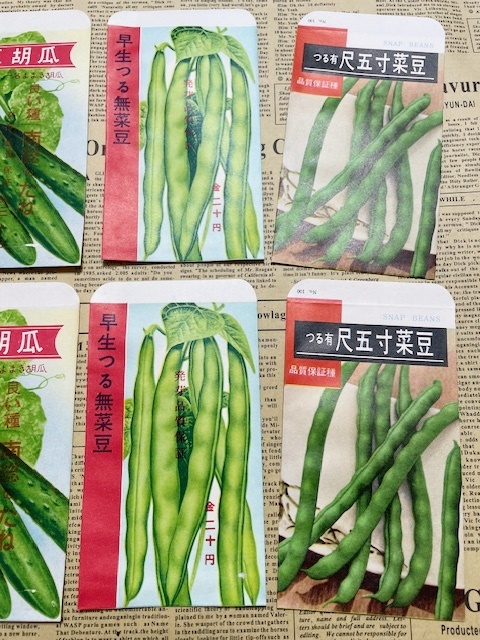 当時物 昭和レトロ 野菜の種子ラベル 袋のみ16枚セット 印刷物 紙もの コラージュ リメ缶など リメイク素材の画像5