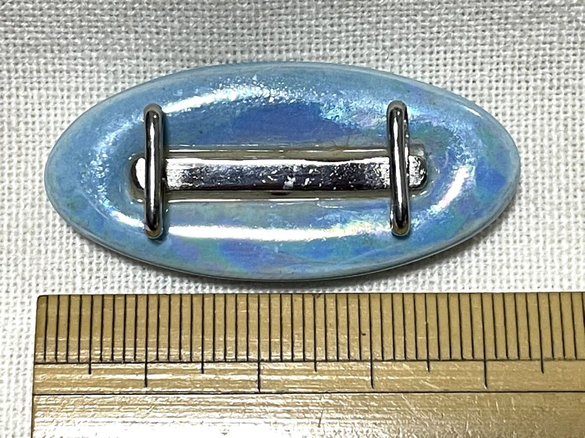 NO.1236 帯留め 三分紐用 陶器 水色(帯留 帯飾り 和装小物)_画像4