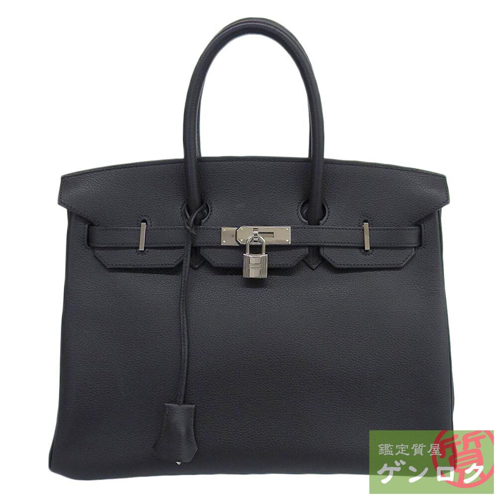 【中古】HERMES エルメス バーキン35 ハンドバッグ トートバッグ ブラック ヴォ―クリスペトゴ □N刻印(2010年) メンズ レディース【質屋】_画像1