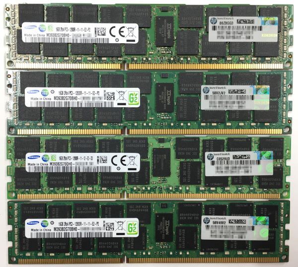 【16G×4枚組】SAMSUNG PC3-12800R 2R×4 計64GB 中古メモリー サーバー用 DDR3 即決 動作保証【送料無料】_画像2