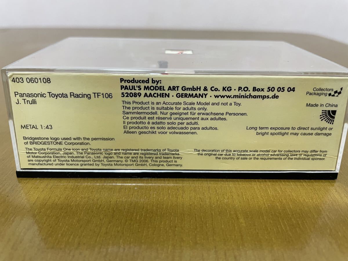ミニチャンプ製 1/43 TOYOTA TF106 J.Trulli Japan Limited Edition トヨタ _画像6