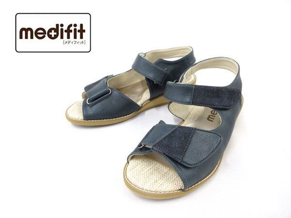  postage 300 jpy ( tax included )#zf297# lady's meti Fit with strap . sandals 23cm navy 8990 jpy corresponding [sin ok ]