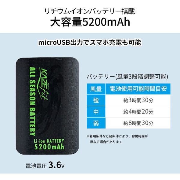 送料300円(税込)■ar883■ファン付きウェア メランジパーカー 長袖 UVカット率90% 風量3段階 フード付(L)(凛)【シンオク】_画像3