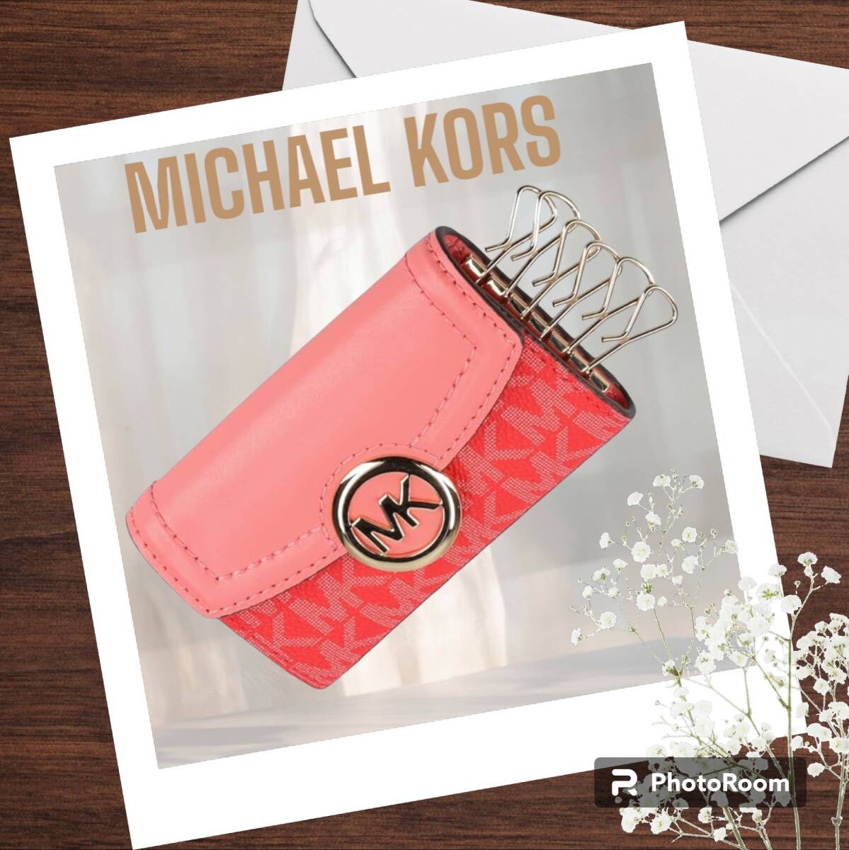 【新品　正規品】MICHAEL KORS マイケルコース　キーケース　35S0GFTP5B7760　レディース　コーラル　おしゃれ　かわいい　ギフト_画像1