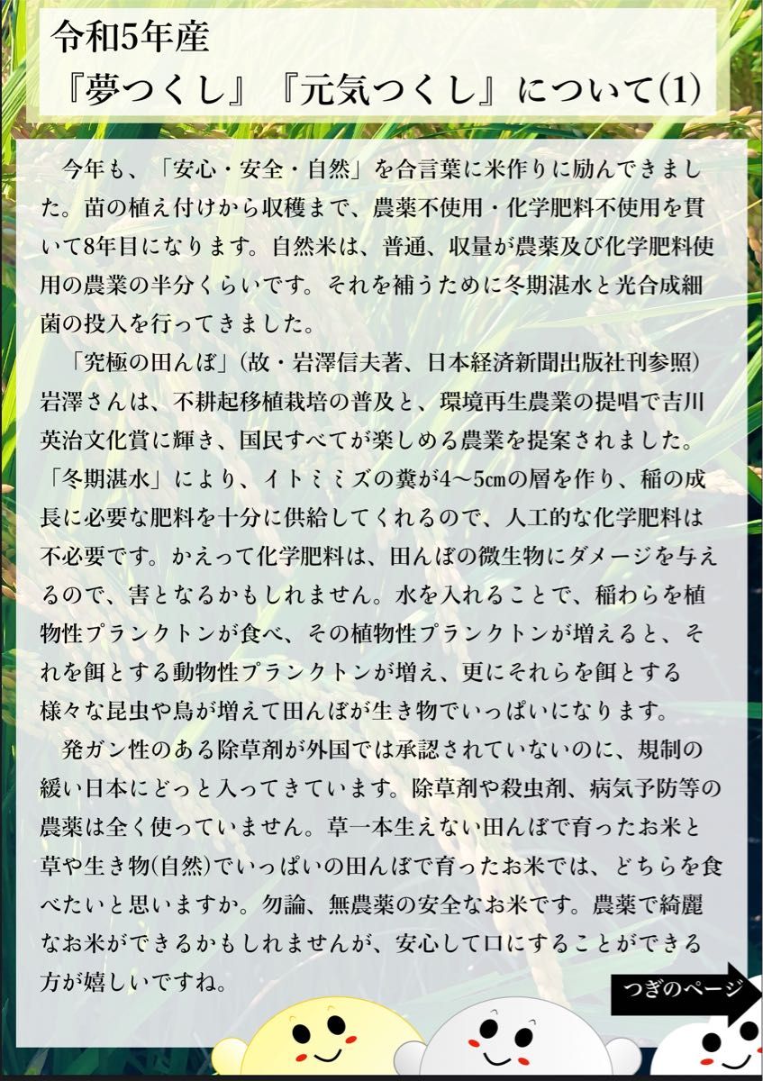 air kure様専用　準自然米　福岡県産「元気つくし」令和５年産　玄米10kg  