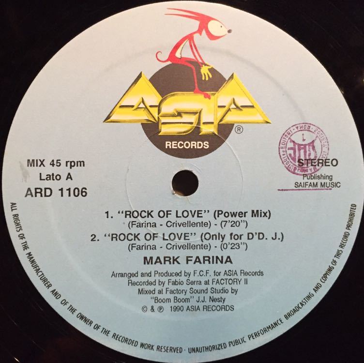 【Italy盤/Eurobeat, Hi NRG/美盤(EX)/12】Mark Farina Rock Of Love / 試聴検品済_画像2