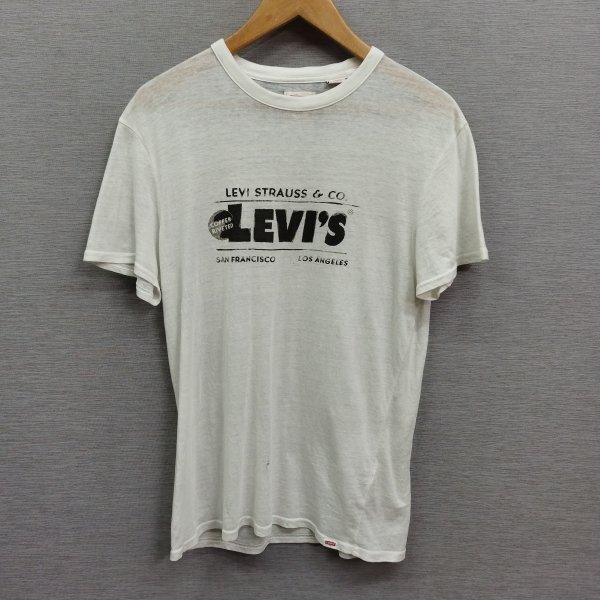 E208 Levi's リーバイス Tシャツ 半袖 カットソー 薄手 クルーネック ロゴ プリント カジュアル コットン ポリエステル メンズ ホワイト S_画像1