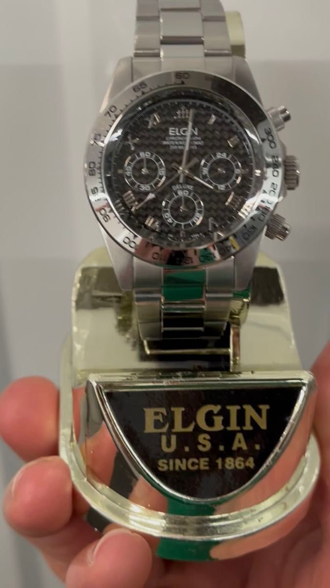 エルジン　クロノグラフ　メンズ、腕時計　専用コレクションケース付き　美品！