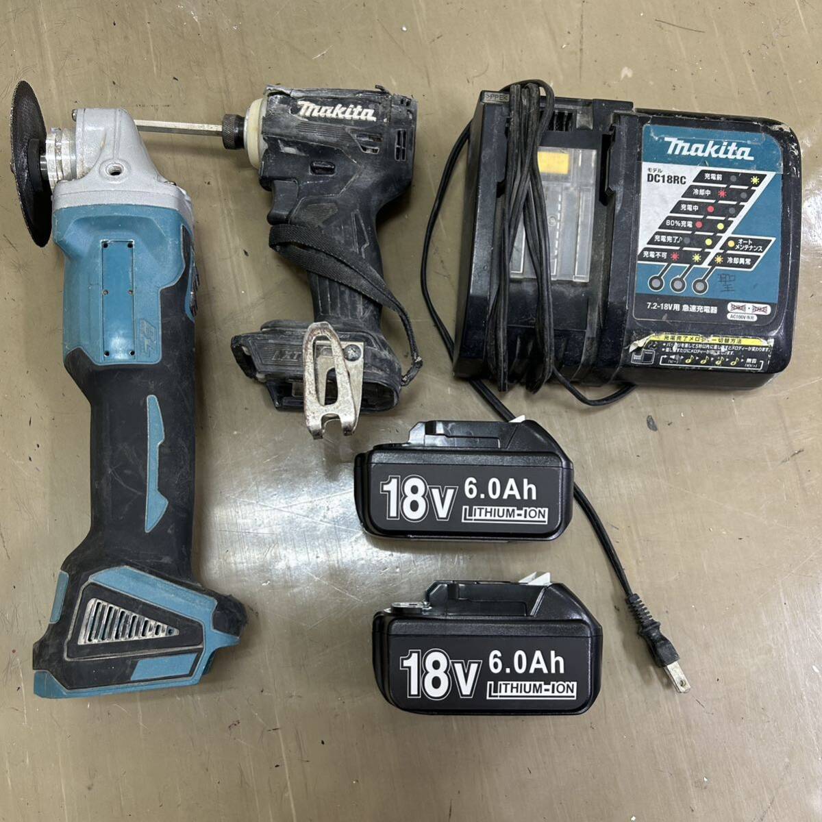 【127008】makita マキタ 充電式インパクトドライバー 充電器 他 工具セット バッテリー付き_画像1