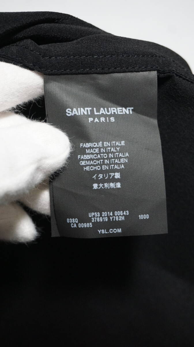 【美品】SAINT LAURENT PARIS サンローランパリ シルクシャツ 【2014年製】ブラック エディスリマン期 Hedi Slimane_画像4