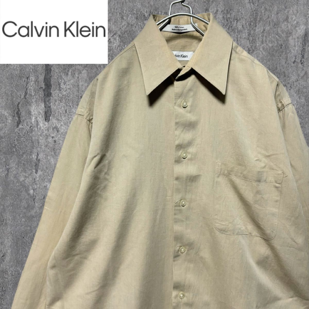 Calvin Klein メンズ 長袖シャツ コットンシャツ ビッグシルエット