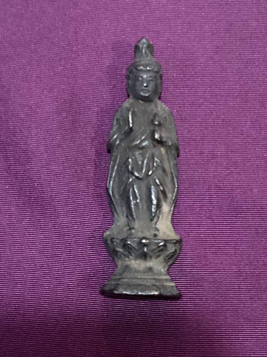 35 [ Buddhism fine art ].. sound image Buddhist image sickle .~ Muromachi armour . old copper legume . bronze 