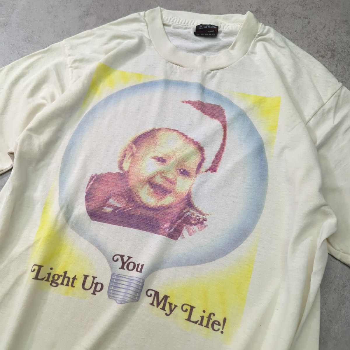 90s USA製 誰やねん 赤ちゃん Light Up You My Life 半袖 Tシャツ M シングルステッチ プリント