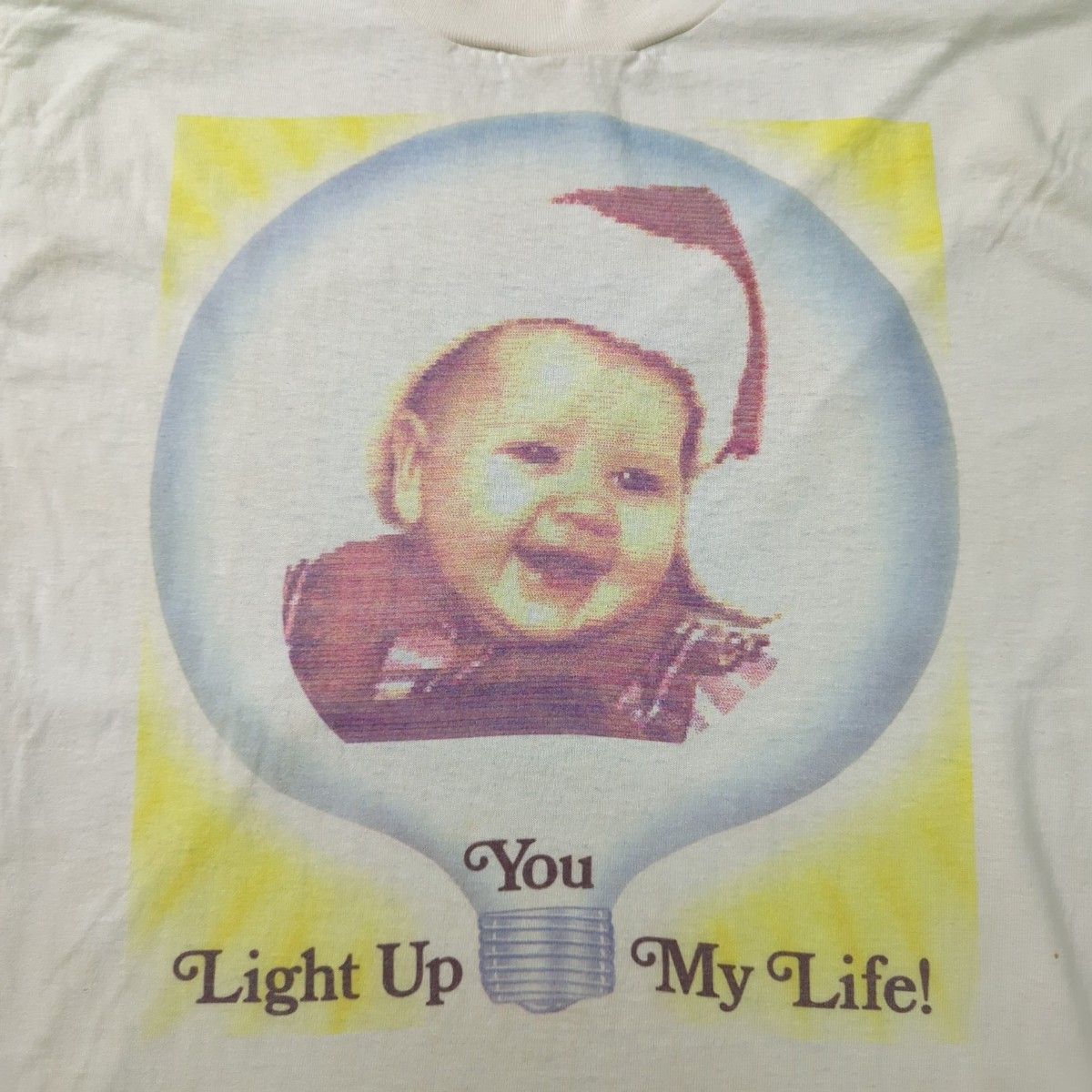 90s USA製 誰やねん 赤ちゃん Light Up You My Life 半袖 Tシャツ M シングルステッチ プリント