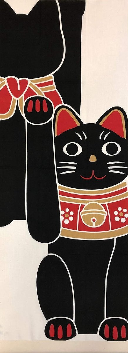 ヤギセイ　手ぬぐい　福招き猫　黒招き猫　約90×34cm　綿100％　日本製　新品_画像3