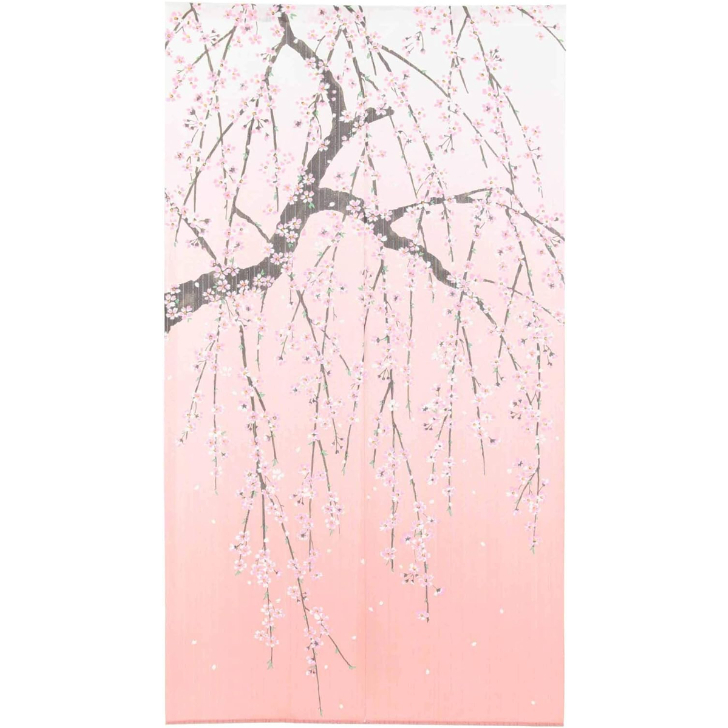 和風のれん　しだれ桜　約85×150cm　ポリエステル100％　日本製　新品_画像1