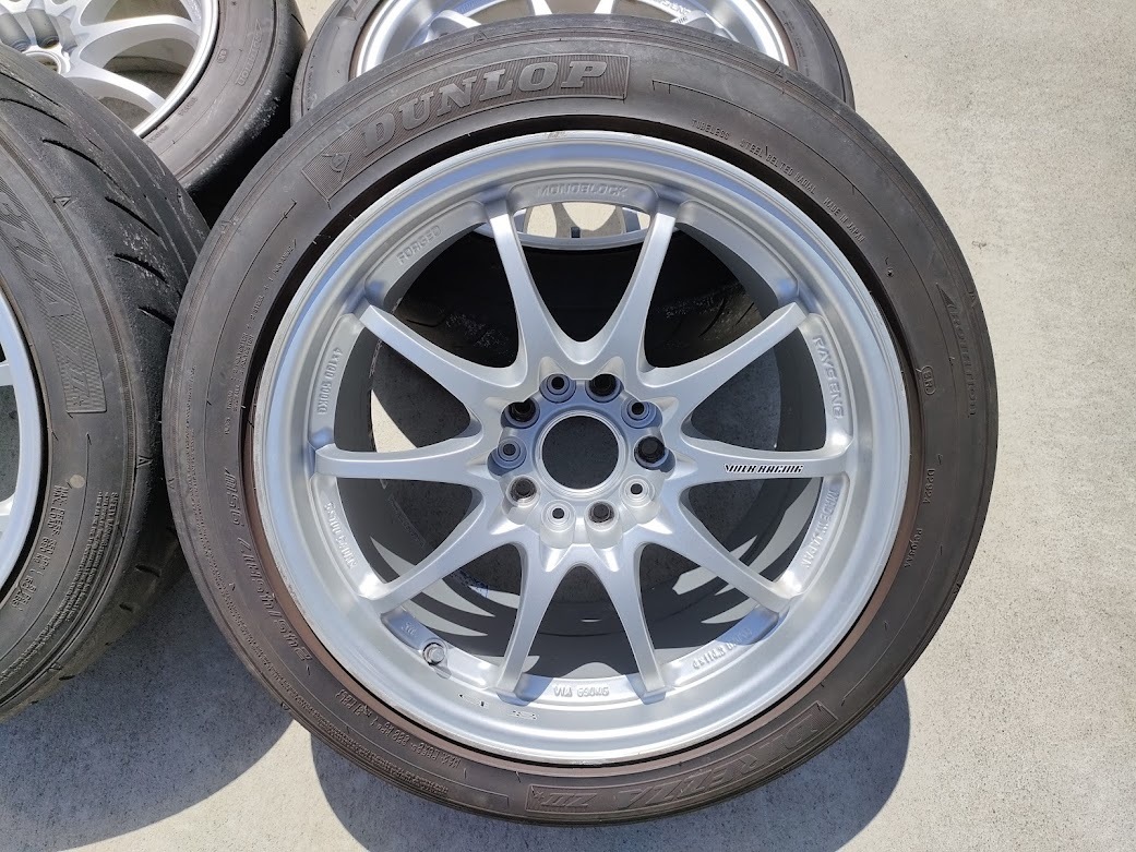 【希少】RAYS VOLK RACING CE28N 17インチ 9.5jj +47 5-114.3 4本 送料無料 + DUNLOP DIREZZA ZⅡ☆ 245/45R17 ジャンク_画像7