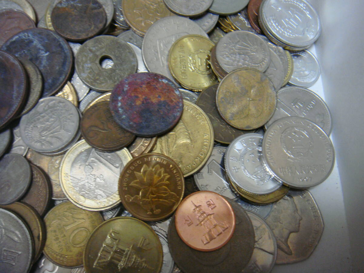 ◇外国コイン　色々　フランス　中国　シンガポール　約２ｋｇ◇_画像5