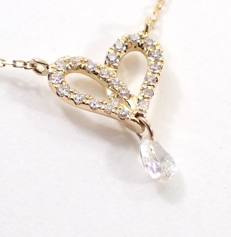 [ Yoshimura pawnshop ]AHKAH( Ahkah )fi rouge Heart necklace K18 diamond 0.19ct1.1g41cm