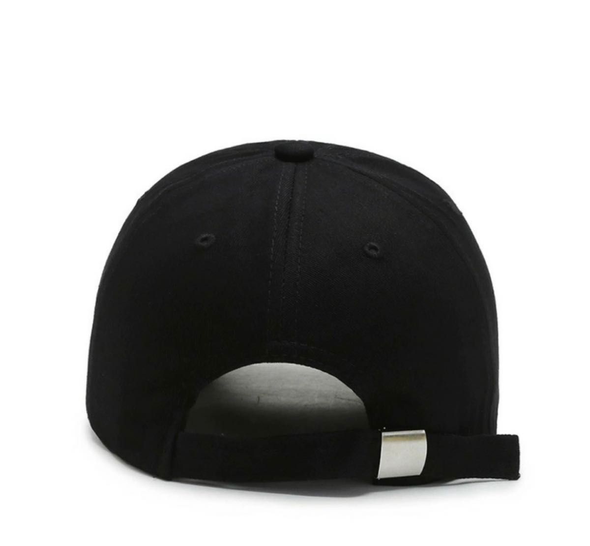 メンズ レディース キャップ 帽子 韓国 ロゴ つばブラック 黒 英字