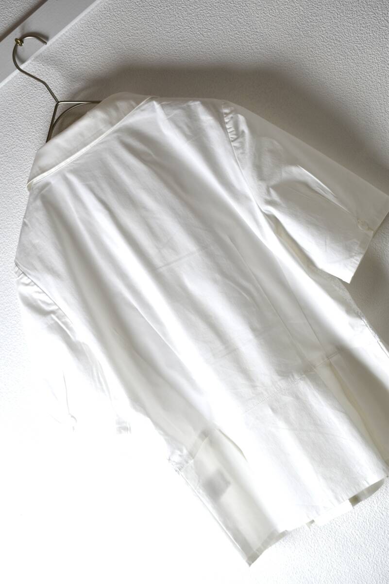 ハナエモリ HANAEMORI 半袖レース付きオーバーブラウスシャツ サイズ38 白色_画像7
