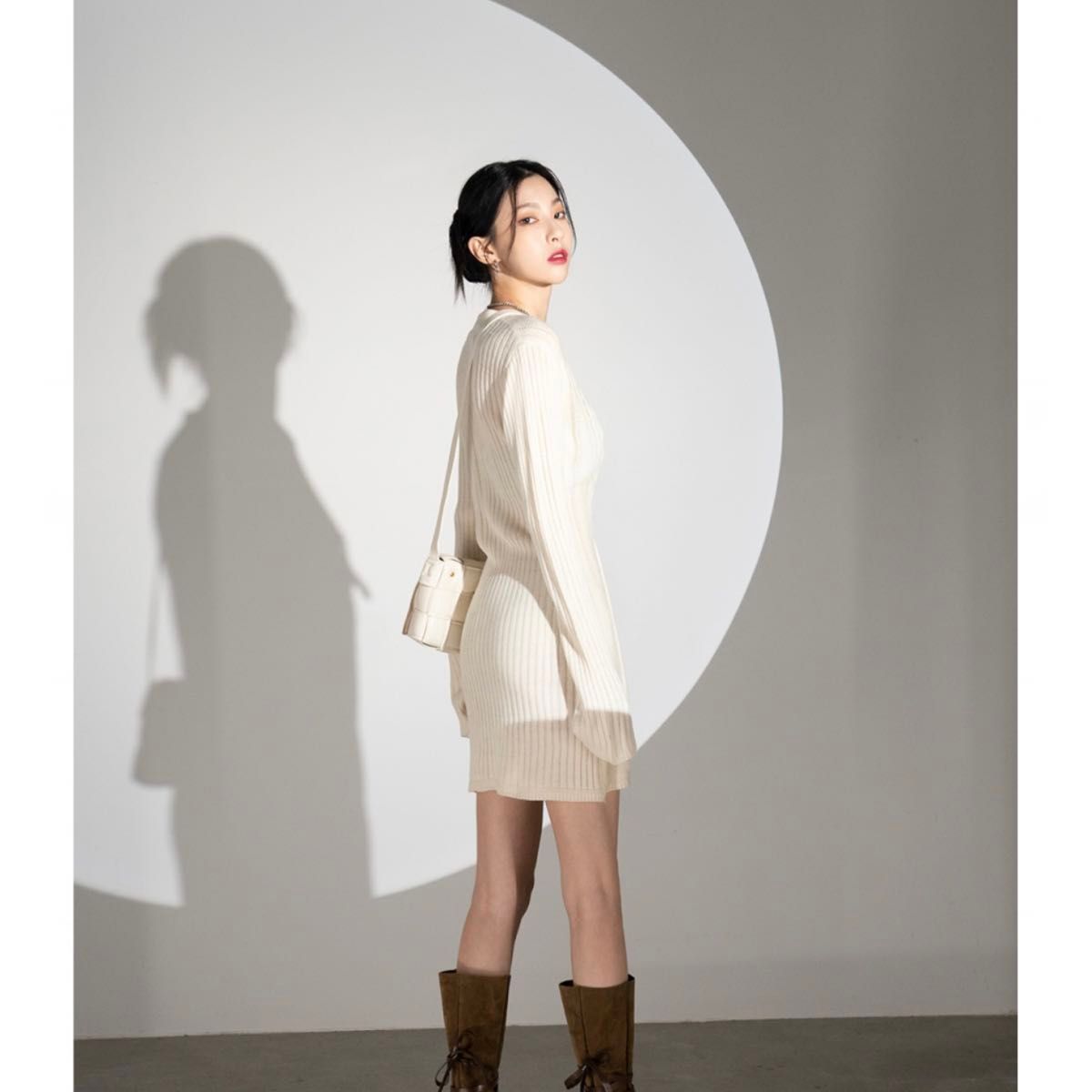 AVANDRESS Punching Knit Dress IVORY ニート