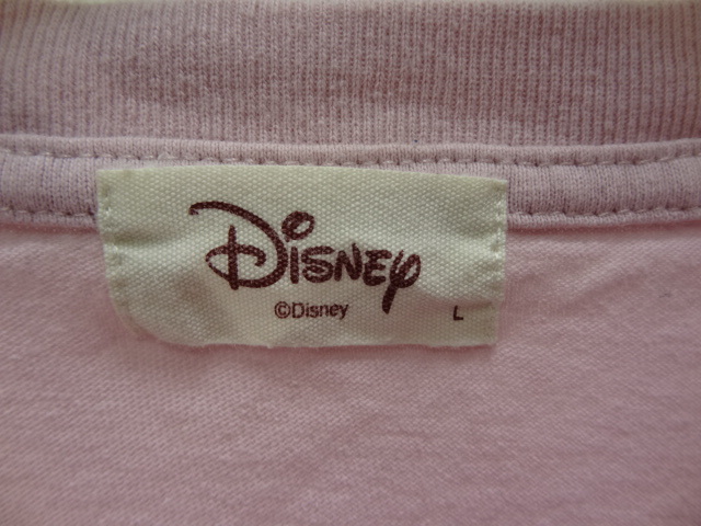 全国送料無料 ミニーマウス ディズニー レディース 綿100% プリント 半袖 薄いピンク色 丈の短いオーバーサイズTシャツ Lサイズ_画像2
