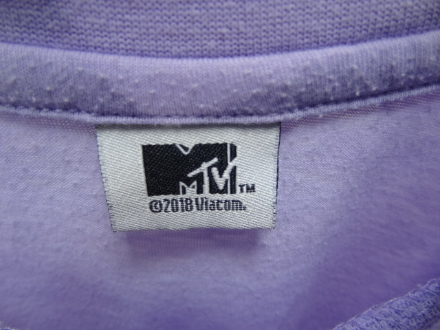全国送料無料 USA古着 エムティブイ MTV レディース 半袖 薄いパープル紫色 Tシャツ MーLサイズぐらい