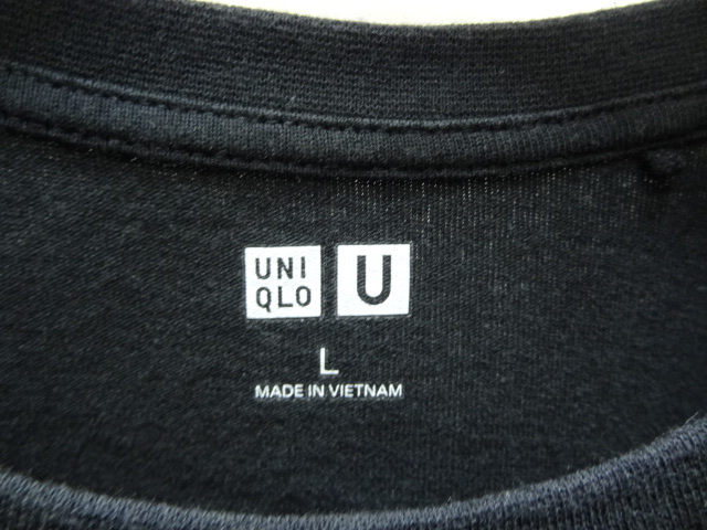 全国送料無料 ユニクロ UNIQLO U レディース 黒色 綿100%クルーネック 半袖 Tシャツ Lサイズ_画像2