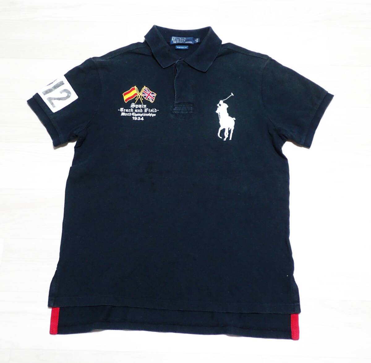 ☆Polo by RALPH LAUREN　☆ラルフローレン　☆SPAIN　☆ビッグポニー　☆半袖ポロシャツ　☆ラガーシャツ　☆ブラック　☆M_画像1