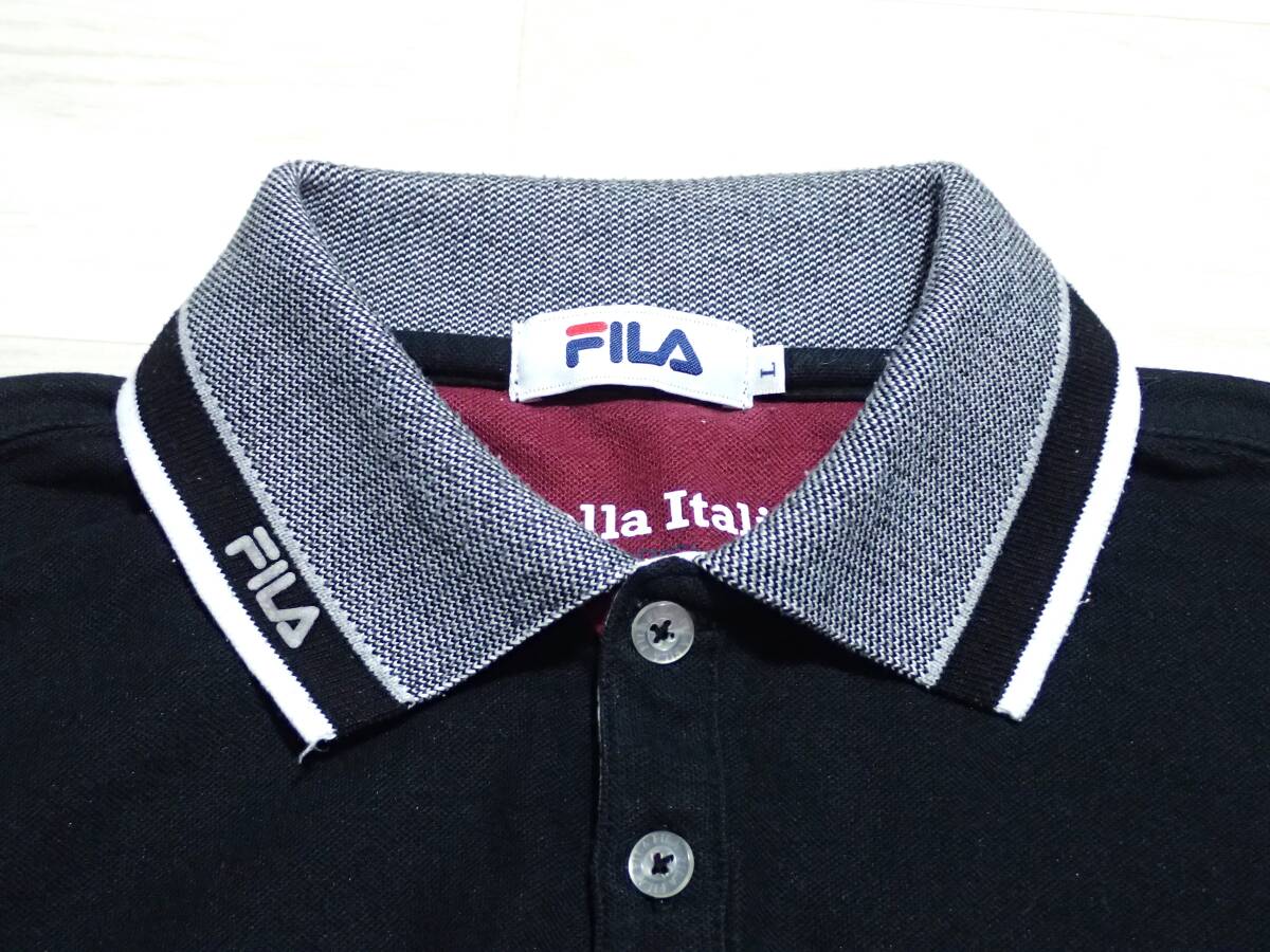 ☆FILA　☆フィラ　☆Biella Itaria　☆半袖ポロシャツ　☆スポーツウエア　☆ゴルフウエア　☆ブラック　☆メンズ　☆L_画像4