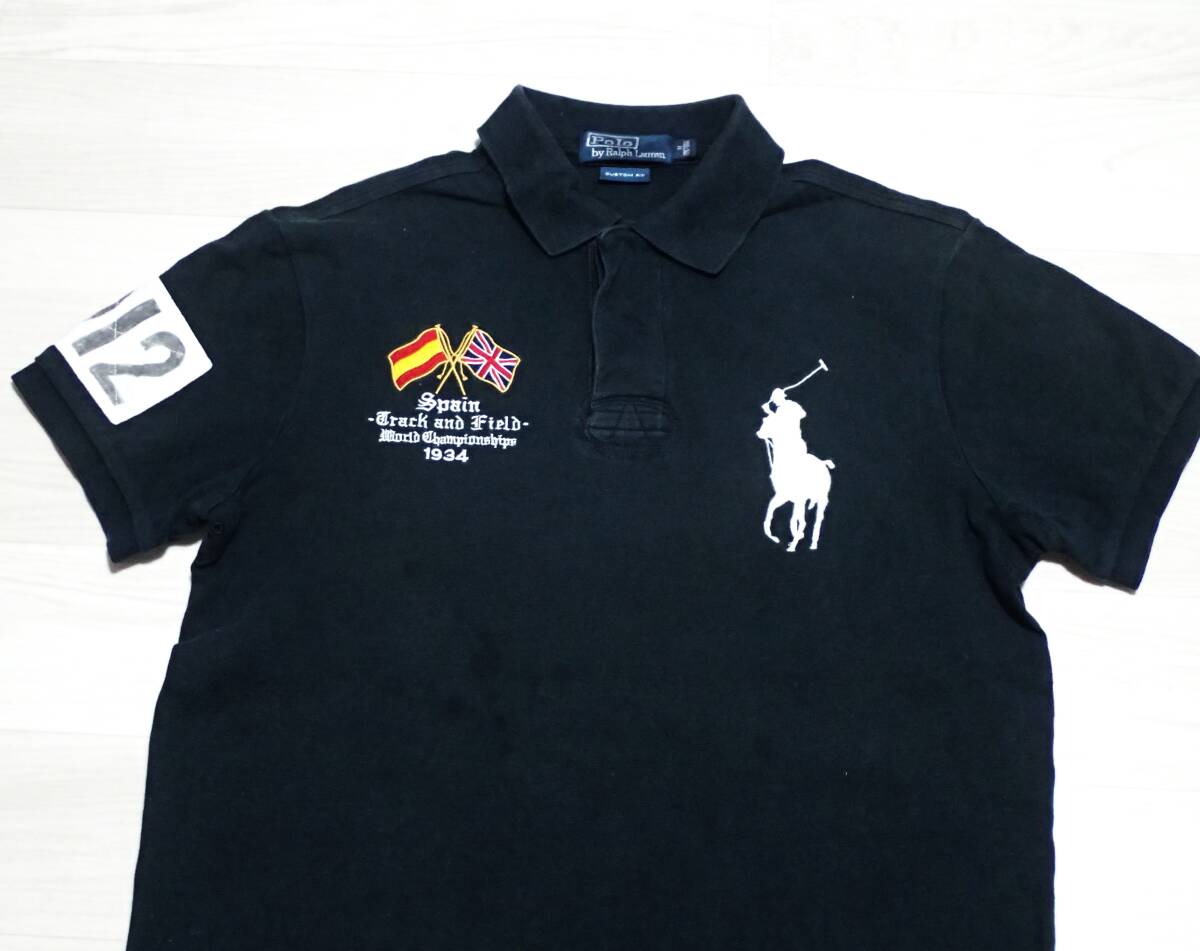 ☆Polo by RALPH LAUREN　☆ラルフローレン　☆SPAIN　☆ビッグポニー　☆半袖ポロシャツ　☆ラガーシャツ　☆ブラック　☆M_画像3