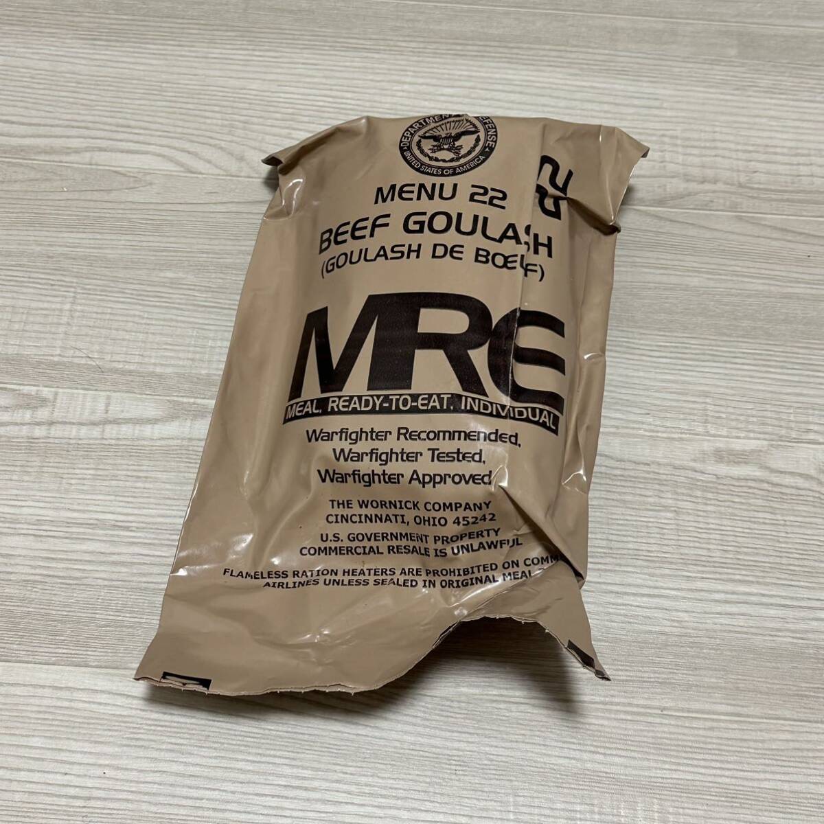 沖縄 米軍実物 MRE MEAL READY TO EAT WORNICK ワーニック レーション MENU 22 (管理番号RE010!)_画像1